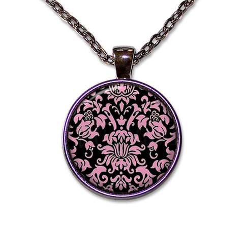 Damask Pink Black