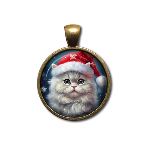 Cute Persian Cat with Santa Hat