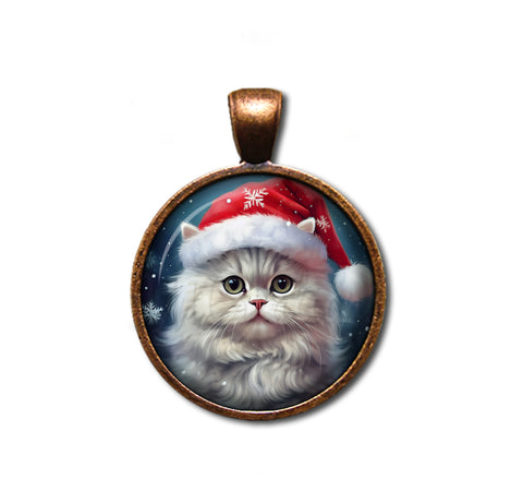 Cute Persian Cat with Santa Hat