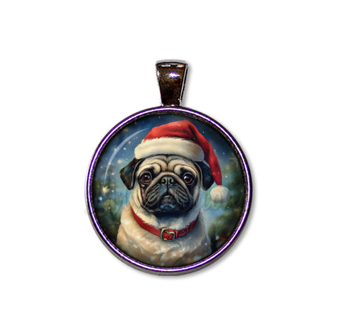 Cute Pug Dog with Santa Hat