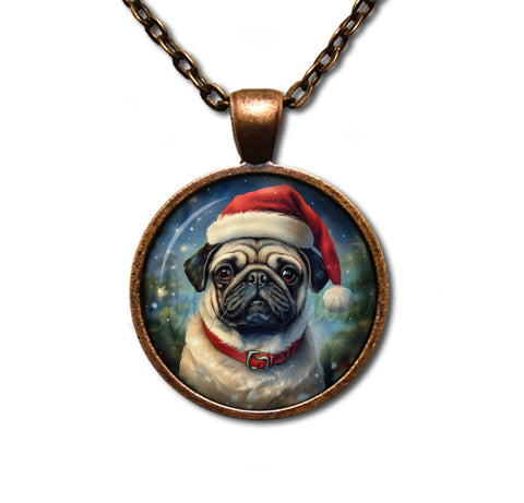 Cute Pug Dog with Santa Hat