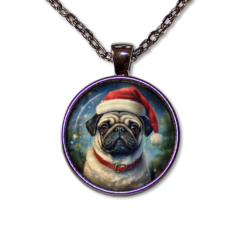 Cute Pug Dog with Santa Hat