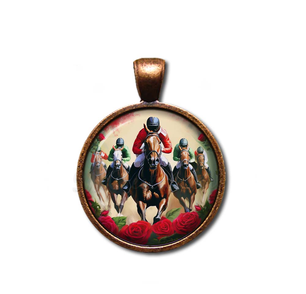Vintage Jockey Horse Racing Red Roses