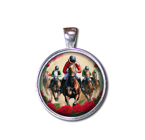Vintage Jockey Horse Racing Red Roses