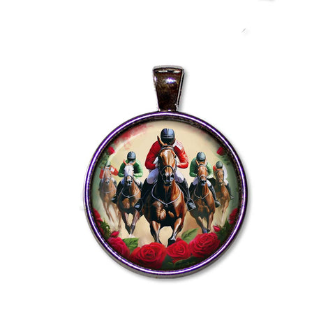 Vintage Jockey Horse Racing Red Roses