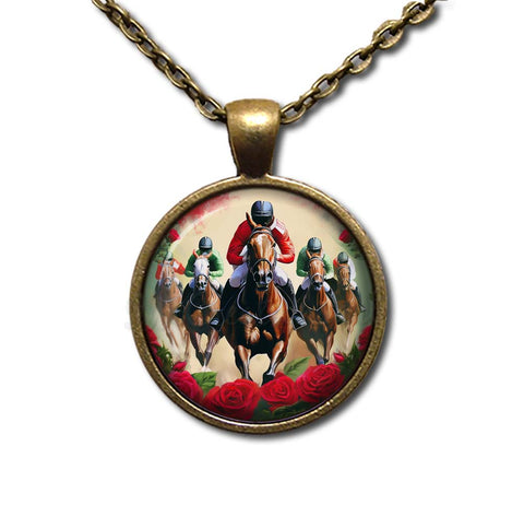 Vintage Jockey Horse Racing Red Roses