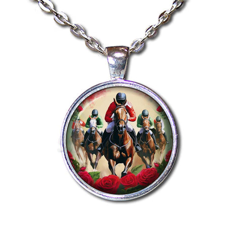 Vintage Jockey Horse Racing Red Roses