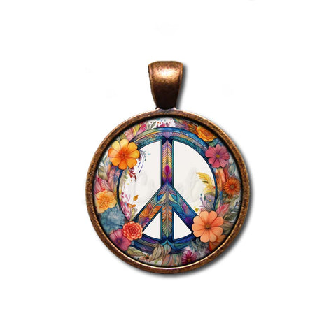 Boho Floral Peace Symbol