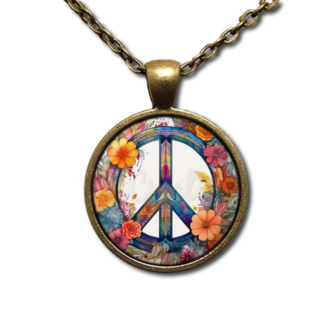 Boho Floral Peace Symbol