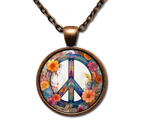 Boho Floral Peace Symbol