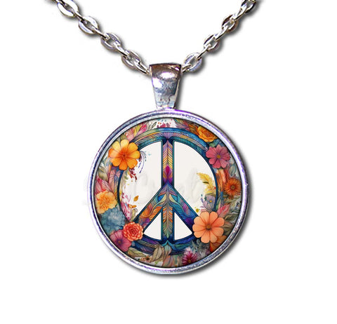 Boho Floral Peace Symbol