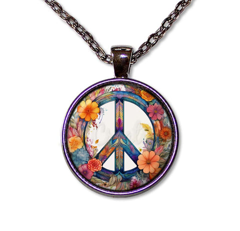 Boho Floral Peace Symbol
