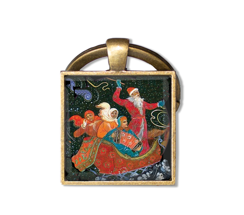 Folk Art Russian Style Santa on Sleigh