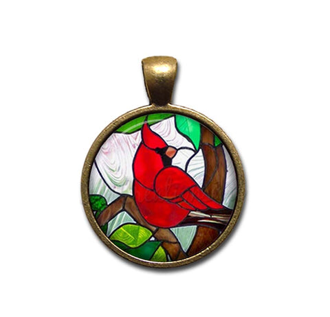 Red Cardinal Faux Stained Glass