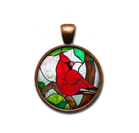 Red Cardinal Faux Stained Glass