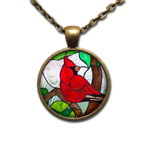 Red Cardinal Faux Stained Glass