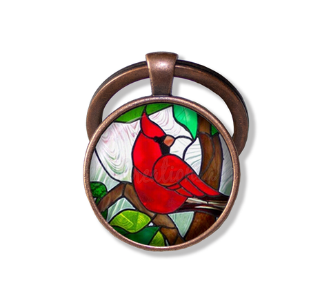 Red Cardinal Faux Stained Glass