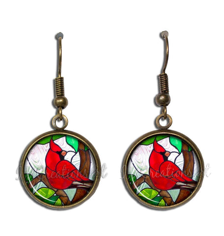 Red Cardinal Faux Stained Glass Style