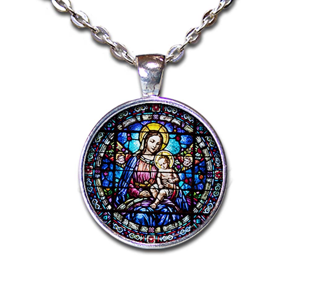 Virgin Mary and Baby Jesus Faux Stained Glass