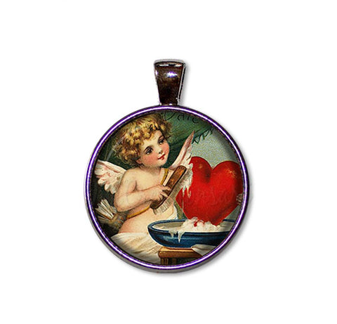 A Vintage Cupid Polishing Heart