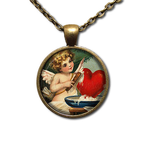 A Vintage Cupid Polishing Heart