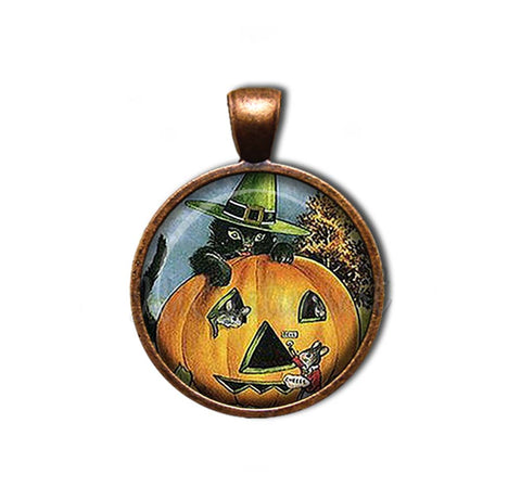 Vintage Black Cat with Pumpkin