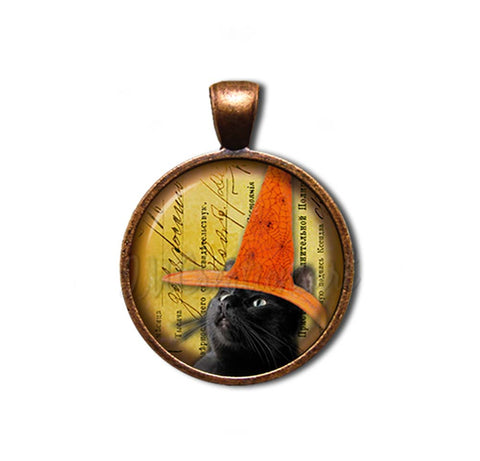 Black Cat Orange Witch Hat