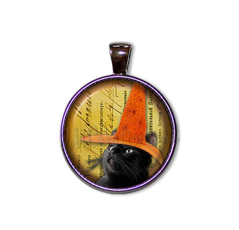 Black Cat Orange Witch Hat