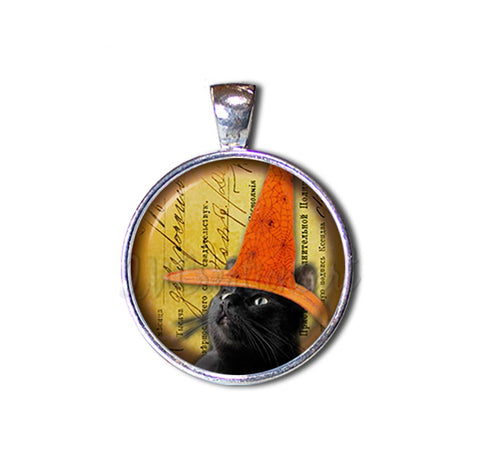 Black Cat Orange Witch Hat