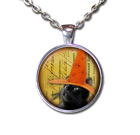 Black Cat Orange Witch Hat