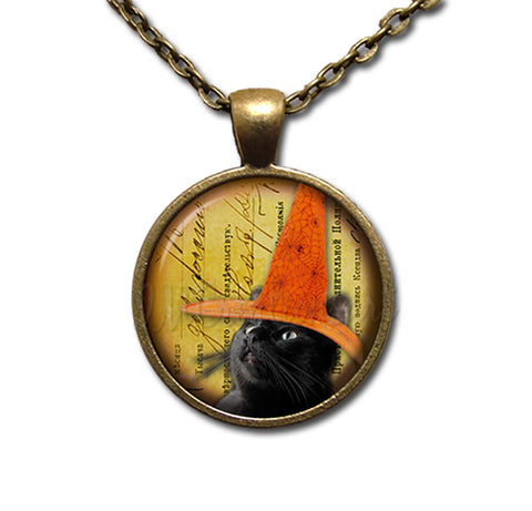 Black Cat Orange Witch Hat