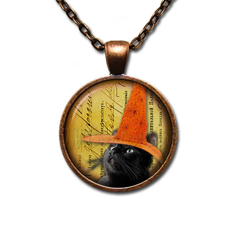 Black Cat Orange Witch Hat