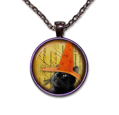 Black Cat Orange Witch Hat