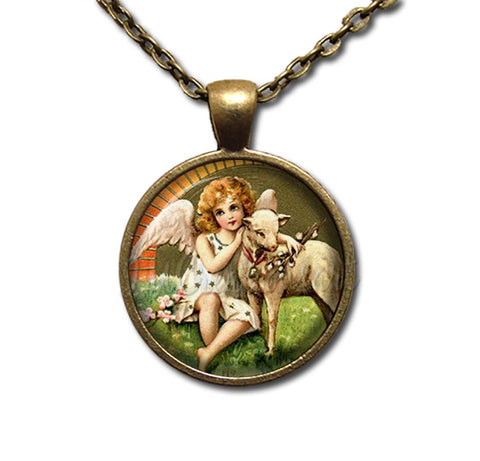 Vintage Easter Angel and Lamb