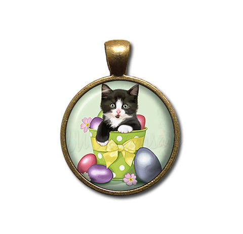 Pastel Easter Eggs Tuxedo Cat