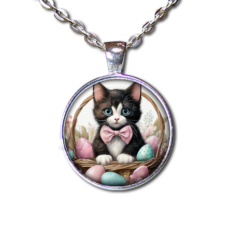Pastel Easter Eggs Tuxedo Cat