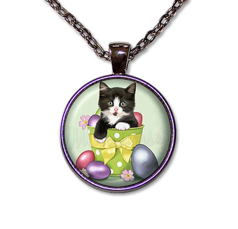 Pastel Easter Eggs Tuxedo Cat