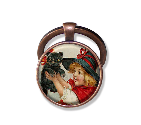 Halloween Vintage Little Witch Black Cat
