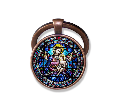 Virgin Mary and Baby Jesus Faux Stained Glass