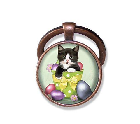 Pastel Easter Eggs Tuxedo Cat