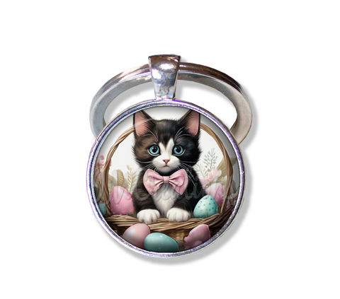 Pastel Easter Eggs Tuxedo Cat