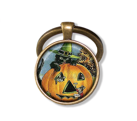 Vintage Black Cat with Pumpkin