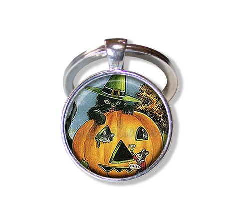 Vintage Black Cat with Pumpkin