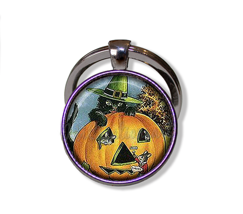 Vintage Black Cat with Pumpkin