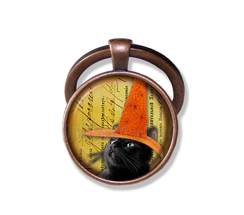Black Cat Orange Witch Hat