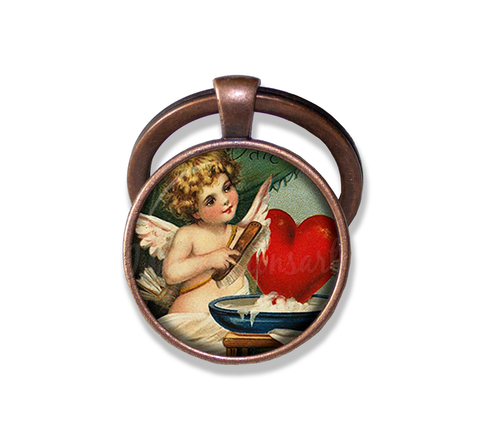 A Vintage Cupid Polishing Heart